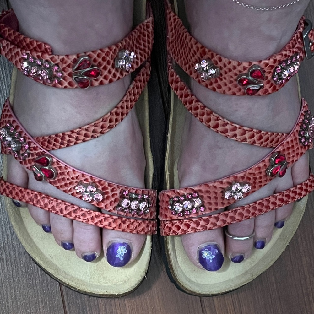 Betula Chic pink Strappy Sandals with gems